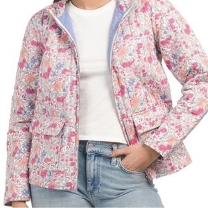 Bagatelle collection floral print full zip quilted jacket size XL pink blue NWT